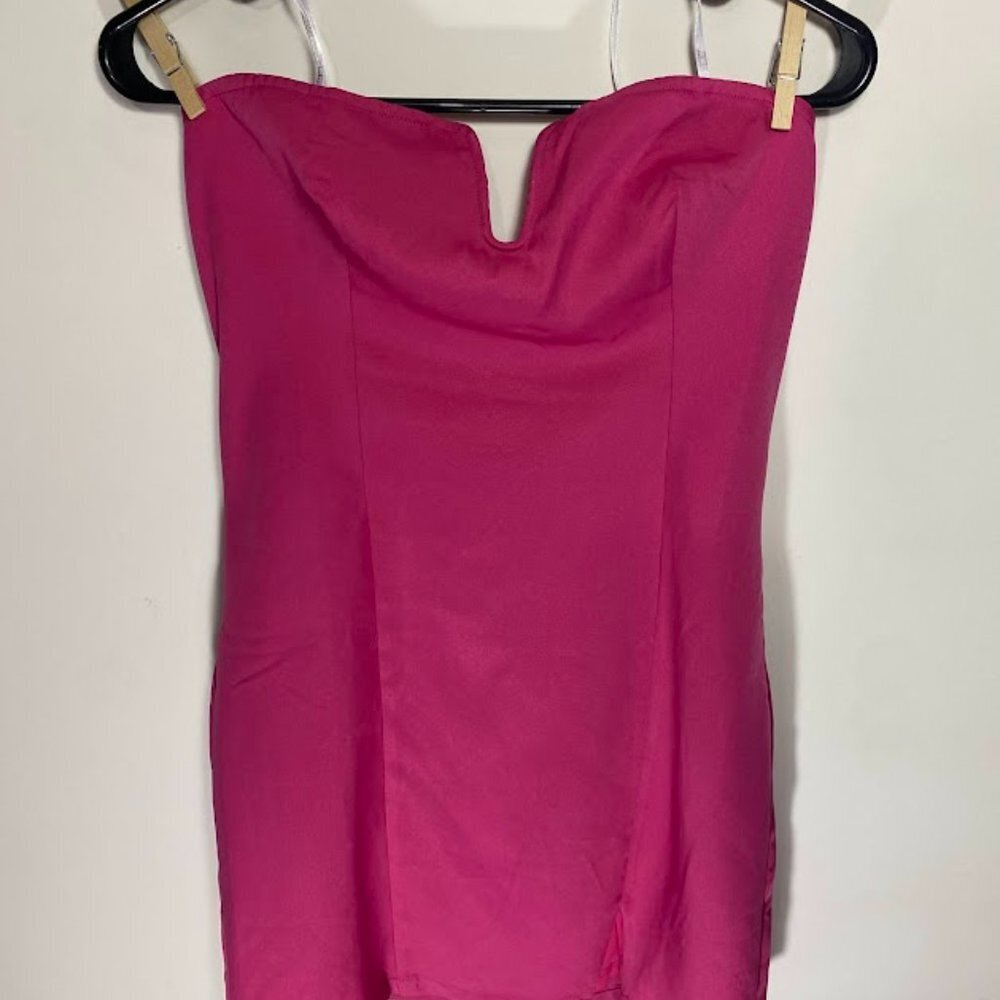 Lulu's Glamorous Times Hot Pink Strapless Bodycon Mini Dress - Picture 2 of 4